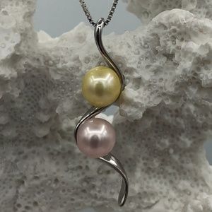 Whirlwind Sterling Silver Pearl Pendant Necklace